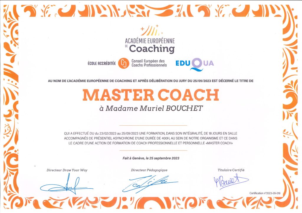 muriel bouchet coach communication attestation